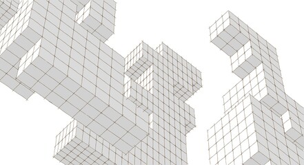  abstract geometric modular architecture concept 3d