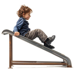 A child sliding down a slide isolated on the transparent background PNG.