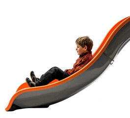 A child sliding down a slide isolated on the transparent background PNG.