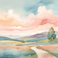 watercolour simple scenery background