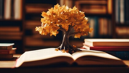 tree is on top of an open book