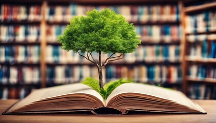 tree is growing out of an open book