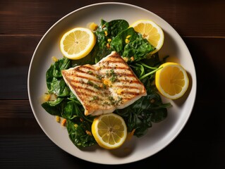 grilled salmon on a bed of sautéed spinach