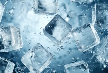 ice broken into cubes or other shapes - obrazy, fototapety, plakaty