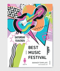 Abstract vector music festival poster with guitar - 787330147