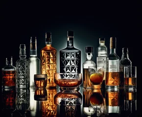 Fotobehang several bottles with alcoholic drinks © beatriz