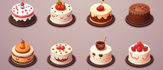 various types of cakes on plates