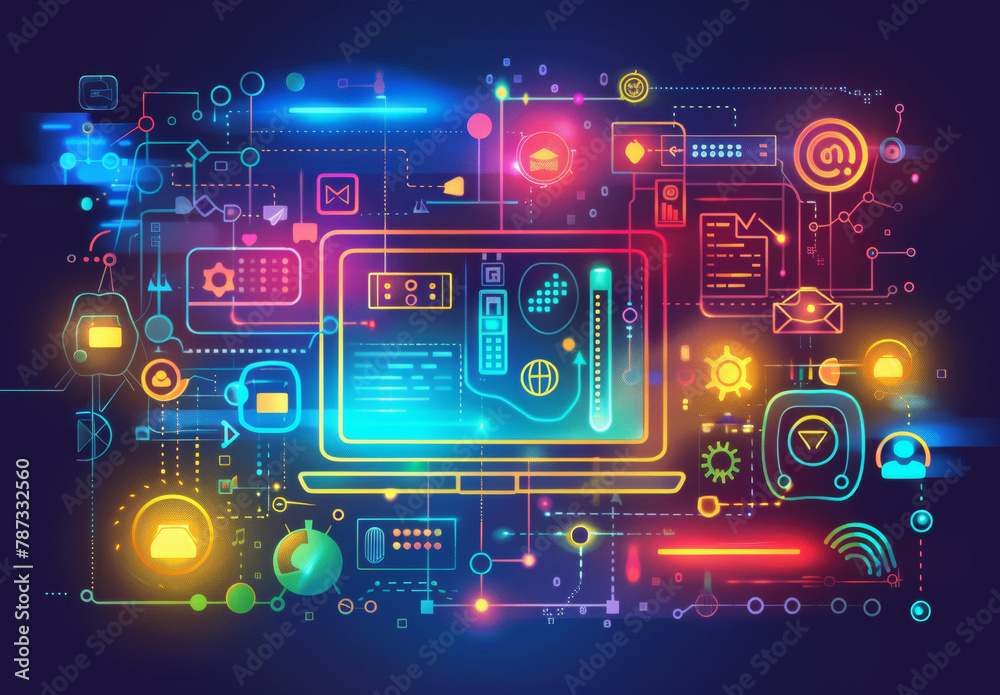 Wall mural vector illustration of web design and development.