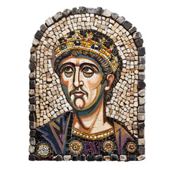 Obraz premium Justinian I Mosaic of Byzentine Art isolated on transparent png.
