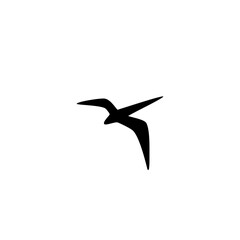 Black Flying Seagull Silhouette