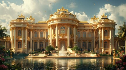 Fototapeta premium Stately, Majestic, Grandiose, Palatial, Opulent, Luxurious, Regal, Elegant, Magnificent, Manor, Aristocratic, Exquisite, Prestigious, Noble, Splendid, Imposing, Sumptuous, Sophisticated, Ornate