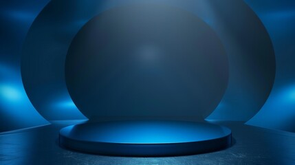 Circular Podium on Dark Blue Background