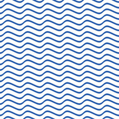 Simple blue vector seamless wavy line pattern