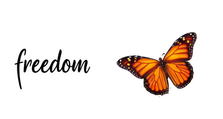 a butterfly with the words freedom in the background. transparent background png