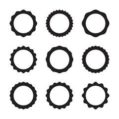 Black vector blank wavy edge circle stickers