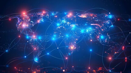 Obraz premium Global Communication Network with Luminous Links