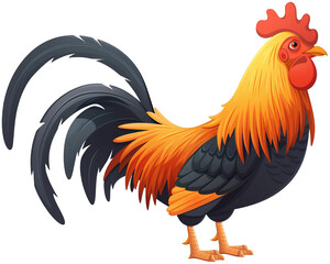 Fototapeta premium a cartoon rooster standing on a white background. transparent background png