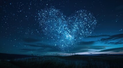 A heart-shaped symbol made of stars in the night sky, symbolizing dreams and aspirations. 