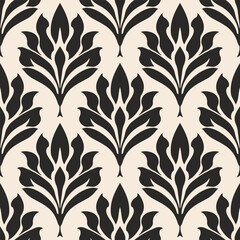 Black and beige floral seamless pattern. Abstract vector ornament template. Paisley elements. Great for fabric, invitation, background, wallpaper, decoration, packaging or any desired idea.