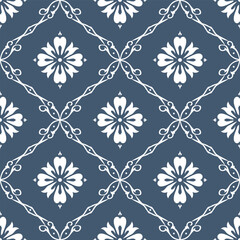 Blue and white floral seamless pattern. Abstract vector ornament template. Paisley elements. Great for fabric, invitation, background, wallpaper, decoration, packaging or any desired idea.