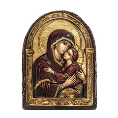 Fototapeta premium Theotokos of Vladimir of Byzentine Art isolated on transparent png.