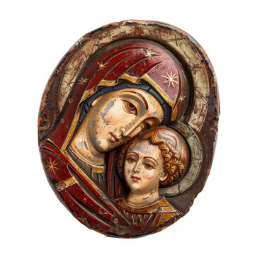 recommend clip art: Virgin Mary Icon of Byzentine Art isolated on transparent png.