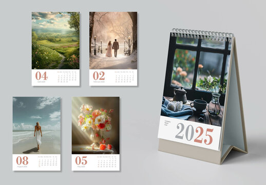 2025 Lifestyle Desk Calendar Layout with AI Generated Images