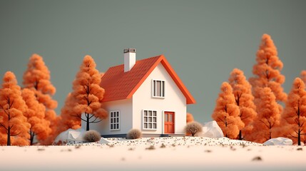 an image of a house painted in a minimalistic style, with AI artists using simplicity and elegance to a visually striking design