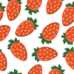 Seamless vector pattern with strawberries on a white background. 