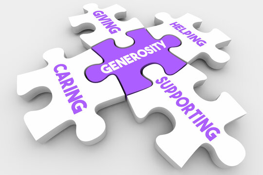 Generosity Caring Giving Helping Supporting Puzzle Pieces 3d Illustration