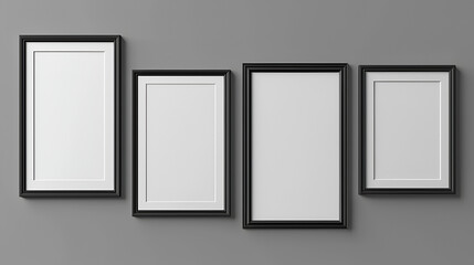 Realistic picture frame mockup black border set, generative Ai