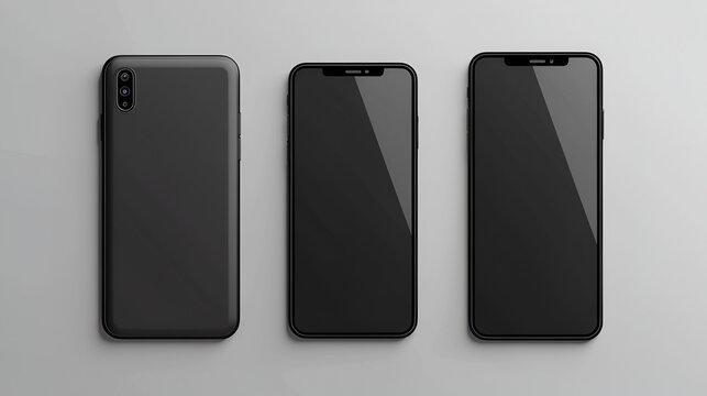 Realistic smartphone black screen mockup, generative Ai