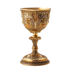 Chalice and Host of Romanesque Art isolated on transparent png.