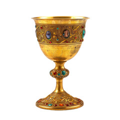 Chalice and Host of Romanesque Art isolated on transparent png.