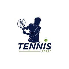 Tennis Sport Silhouette Logo Designs Template - obrazy, fototapety, plakaty