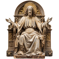 Fototapeta premium Christ in Majesty of Romanesque Art isolated on transparent png.