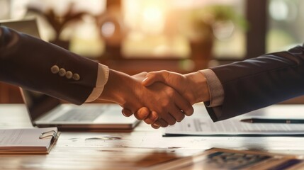 Professional Handshake Sealing a Business Agreement - obrazy, fototapety, plakaty