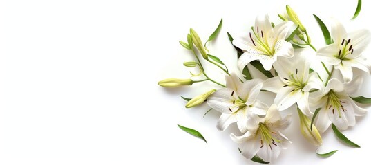 Obraz premium Funeral lily on white background with ample space provided for optimal text placement