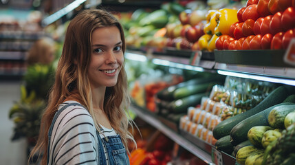 Obraz premium woman shopping in supermarket