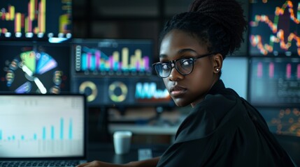Professional Woman at Trading Desk