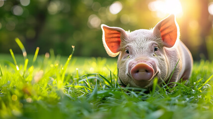 Fototapeta premium pig in the meadow