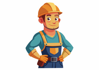 Construction worker in helmet and overalls