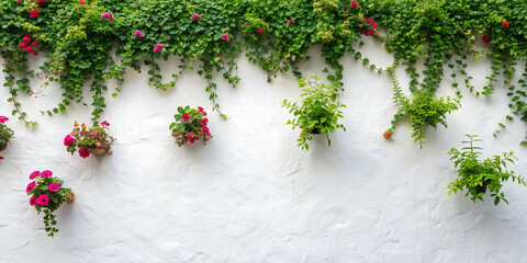 Fototapeta na wymiar flowers on white wall