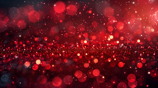 red glitter or red Christmas lights background created with Ai