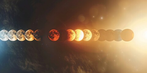 A conceptual image of the sun and moon in alignment, creating a partial eclipse effect. 