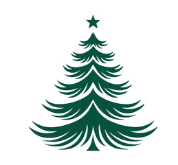 Christmas tree, hand drawn style.	