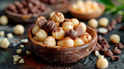 the exotic taste of chocolate-dipped macadamia nuts, a tropical twist on a classic favorite