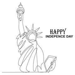 Continuous one-line drawing 4th of July Happy Independence Day single line draw vector graphic illustration