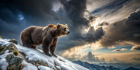 brown bear in the snow