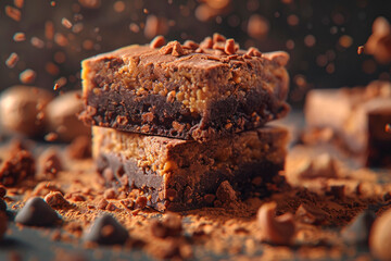Treat yourself to peanut butter brownies, a decadent delight that's impossible to resist. - obrazy, fototapety, plakaty